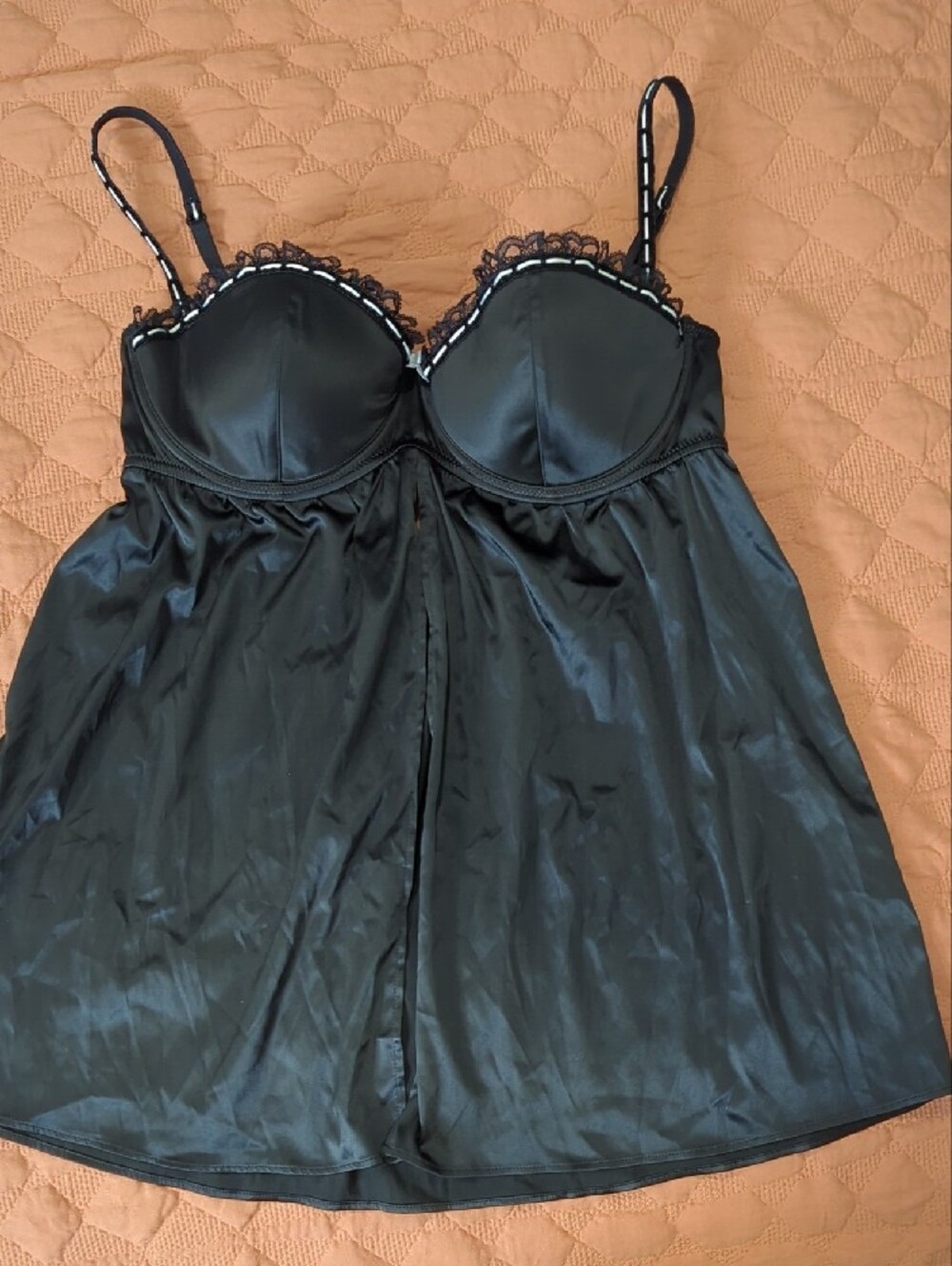 La SENZA LOVE collection Black Lace Trim Babydoll Chemise - XL